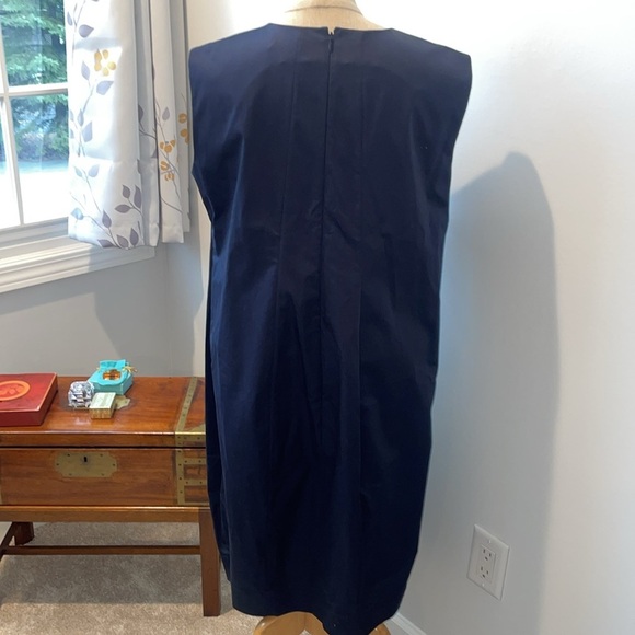Jil Sander V-neck Knee Length Dress in Navy Blue size 12 perfect !! - Picture 3 of 6